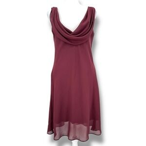 VTG Alynn Paige Burgundy Cowl Neck Midi Dress Sz 9/10 Y2K Romantic Evening USA